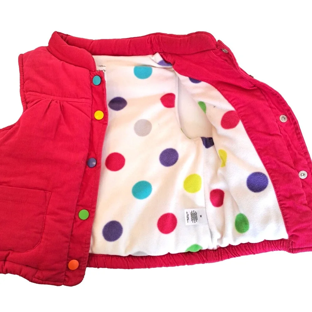 Carters Corduroy‎ Vest 2T Pink Polka Dot Snaps